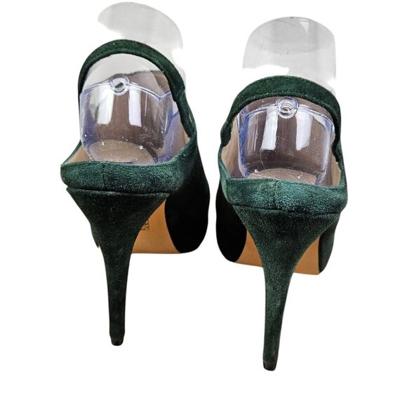 White House Black Market Evergreen Suede Heels Slingback Open Toe Shoes Size 9 - Picture 4 of 10